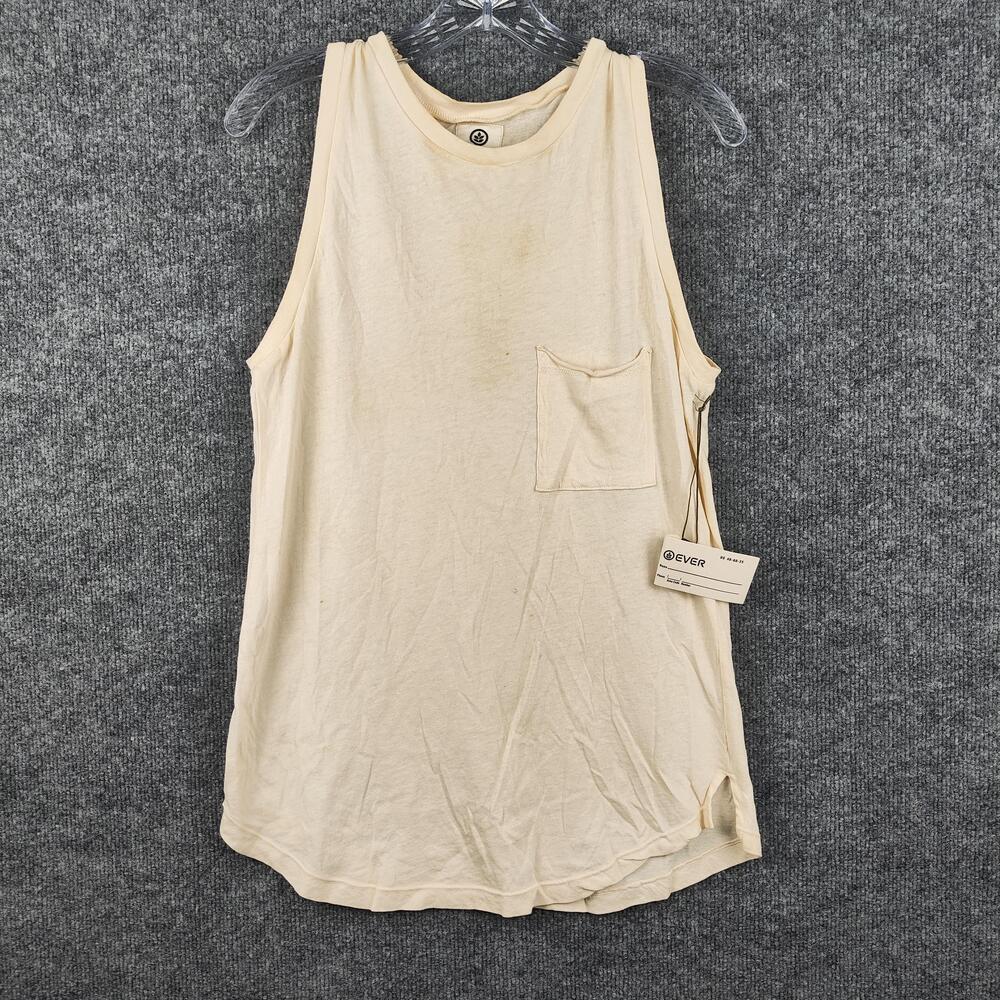 Ever Shirt Mens Small White Muscle Tank Pocket Tee Made In USA Jersey